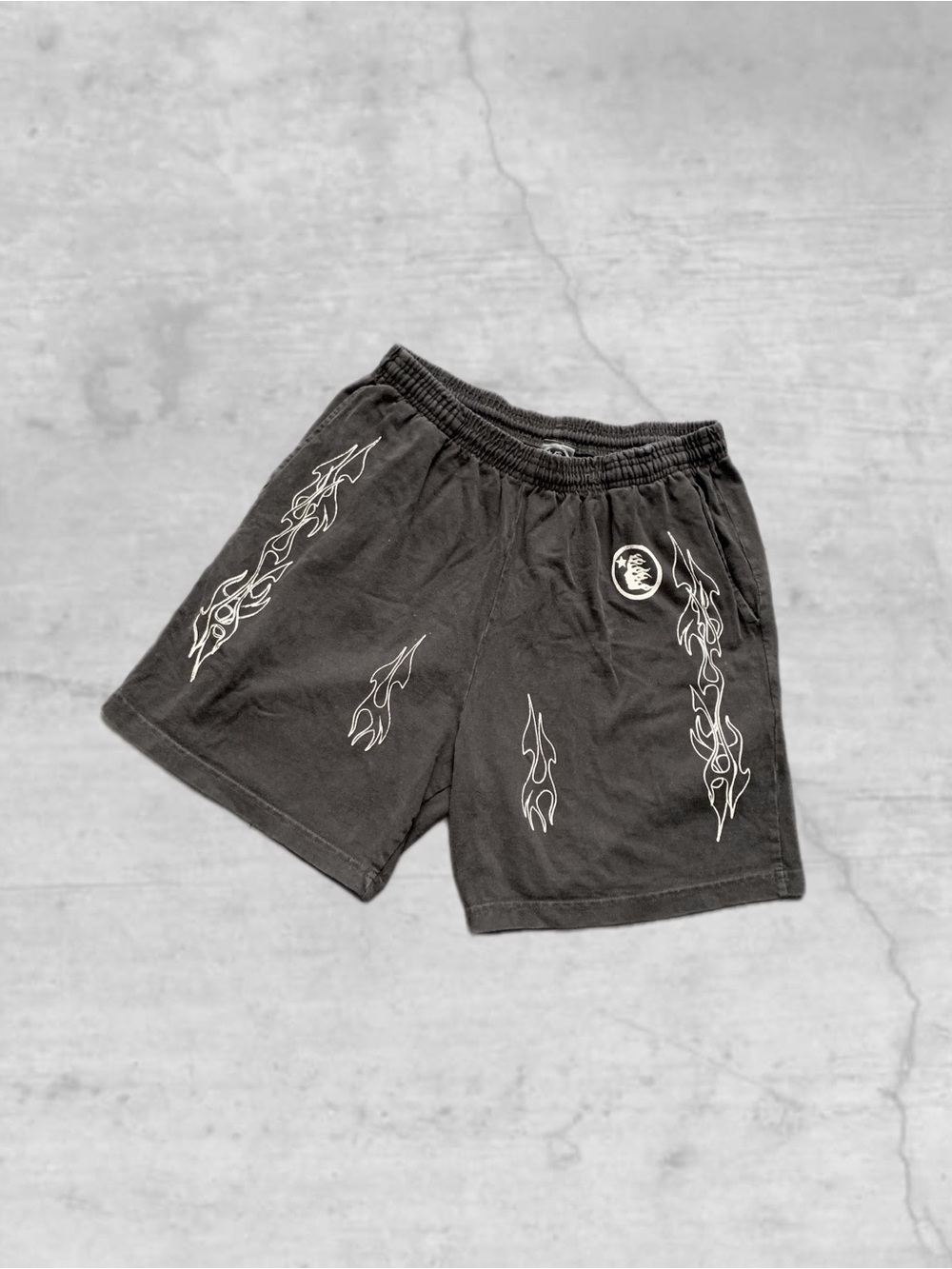 Hellstar Black Graphic Shorts — "Path To Paradise" Flame Logo